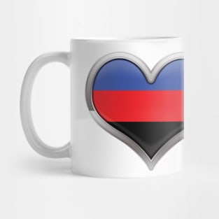 Large Polyamory Pride Flag Colored Heart with Chrome Frame Mug